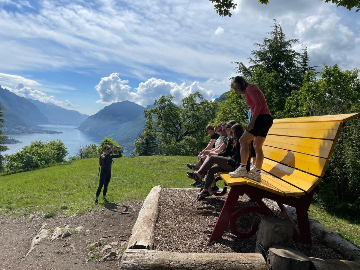 Cyclists enjoying wine and food lake como Cyclists enjoying wine and food lake como